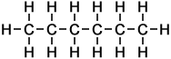 displayed formula of the molecular structure of hexane